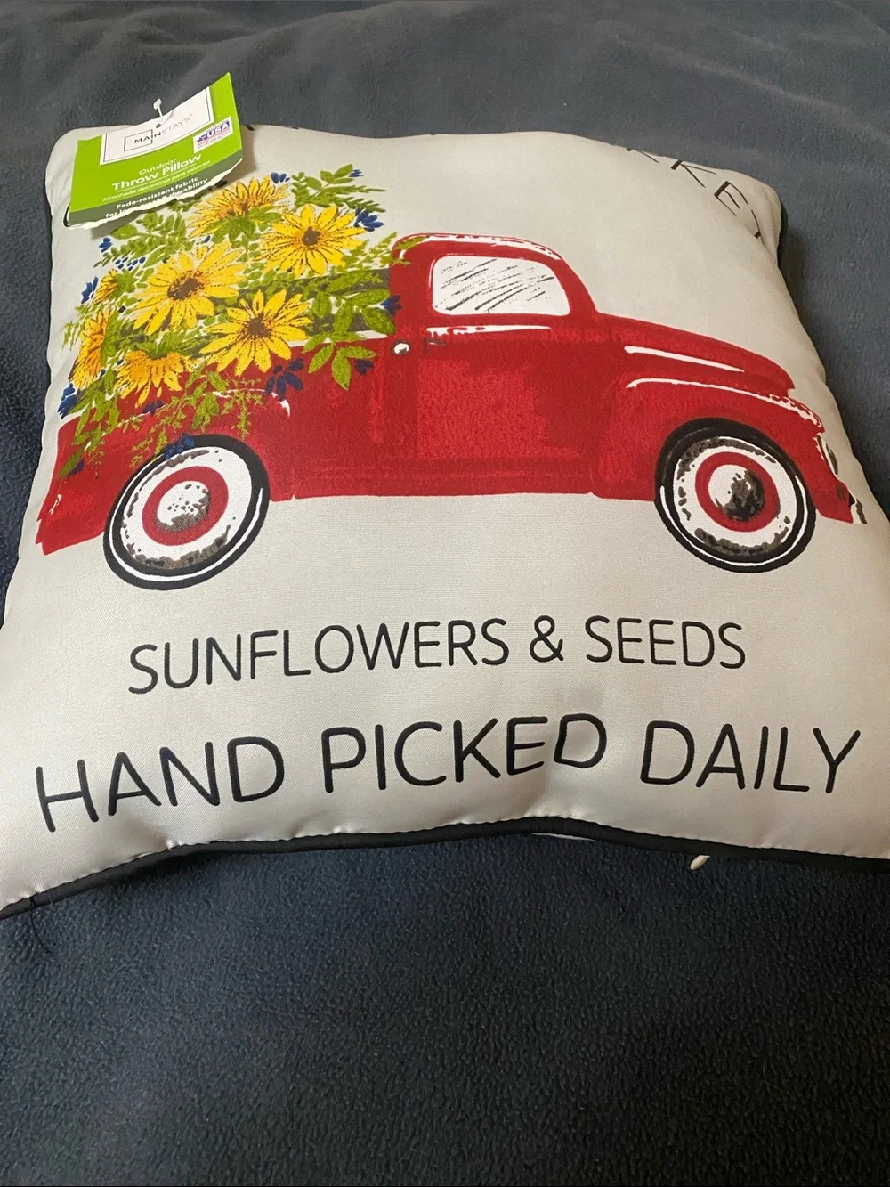 Mainstays Red Truck Sunflower Accent Pillow